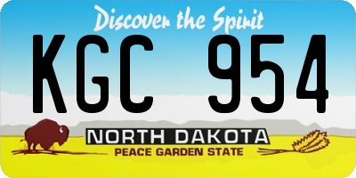 ND license plate KGC954