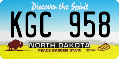 ND license plate KGC958