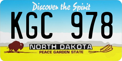 ND license plate KGC978