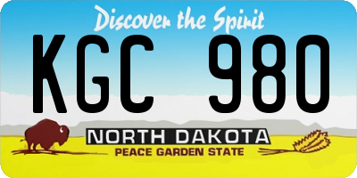 ND license plate KGC980