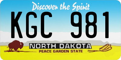 ND license plate KGC981
