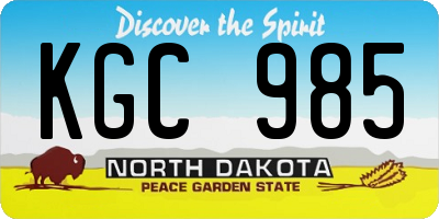 ND license plate KGC985