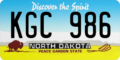 ND license plate KGC986