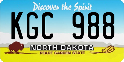 ND license plate KGC988