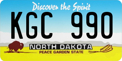 ND license plate KGC990