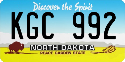ND license plate KGC992