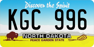 ND license plate KGC996