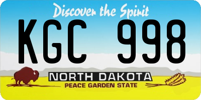 ND license plate KGC998