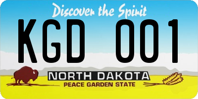 ND license plate KGD001
