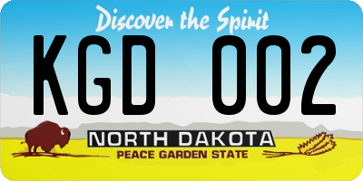 ND license plate KGD002