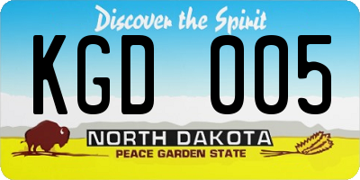 ND license plate KGD005