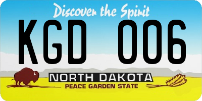 ND license plate KGD006