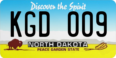 ND license plate KGD009