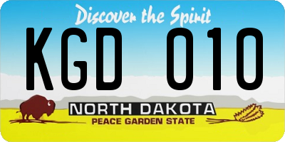 ND license plate KGD010