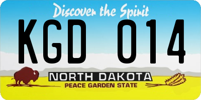 ND license plate KGD014