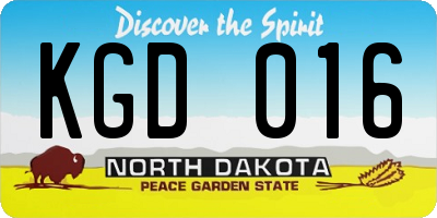 ND license plate KGD016
