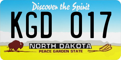 ND license plate KGD017