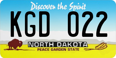 ND license plate KGD022