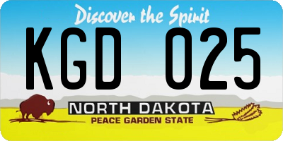 ND license plate KGD025