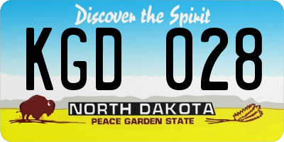 ND license plate KGD028