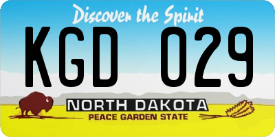 ND license plate KGD029