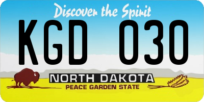 ND license plate KGD030
