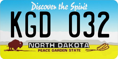 ND license plate KGD032