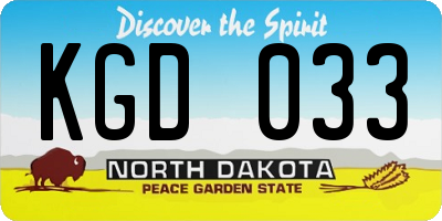 ND license plate KGD033