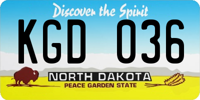 ND license plate KGD036