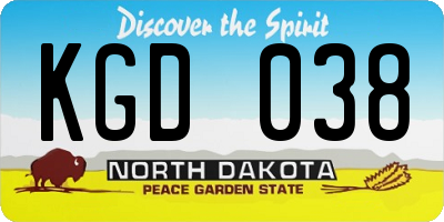 ND license plate KGD038