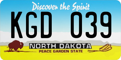 ND license plate KGD039