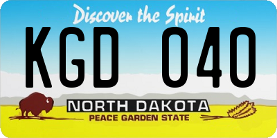 ND license plate KGD040