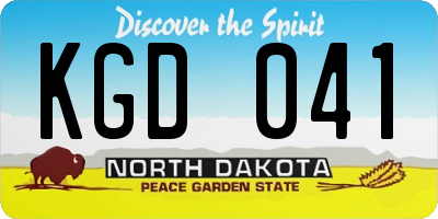 ND license plate KGD041