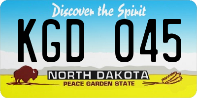 ND license plate KGD045