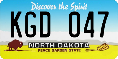 ND license plate KGD047