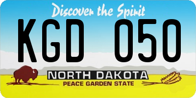 ND license plate KGD050