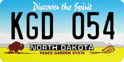 ND license plate KGD054