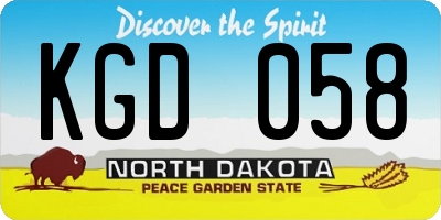 ND license plate KGD058