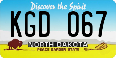 ND license plate KGD067