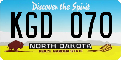 ND license plate KGD070