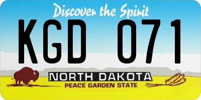 ND license plate KGD071