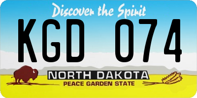 ND license plate KGD074