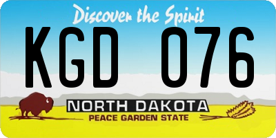 ND license plate KGD076