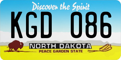ND license plate KGD086