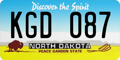 ND license plate KGD087