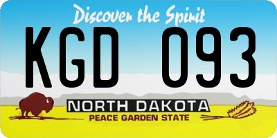 ND license plate KGD093