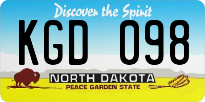 ND license plate KGD098