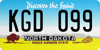 ND license plate KGD099