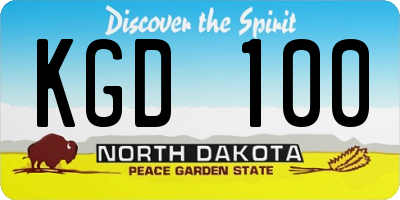 ND license plate KGD100