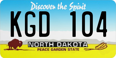 ND license plate KGD104